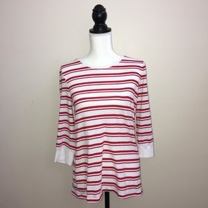 Banana Republic red and white striped 3/4 sleeve